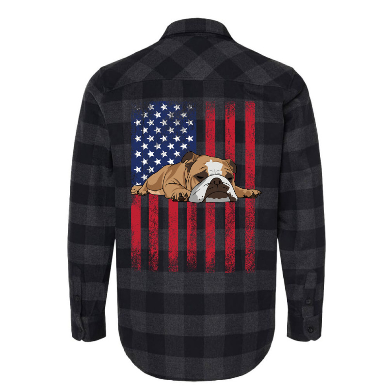 English Bulldog English Bulldog Usa Flag Hippie Flannel Shirt | Artistshot