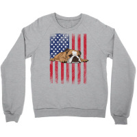 English Bulldog English Bulldog Usa Flag Hippie Crewneck Sweatshirt | Artistshot