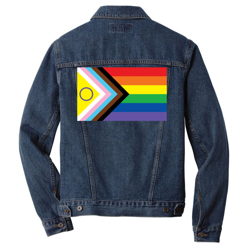 New 2021 Intersex Inclusive Progress Pride Flag Men Denim Jacket by znaidiativot | Artistshot