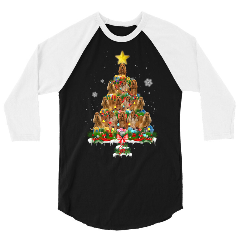 Cute English Cocker Spaniel Christmas Tree Dog Lov 3/4 Sleeve Shirt | Artistshot