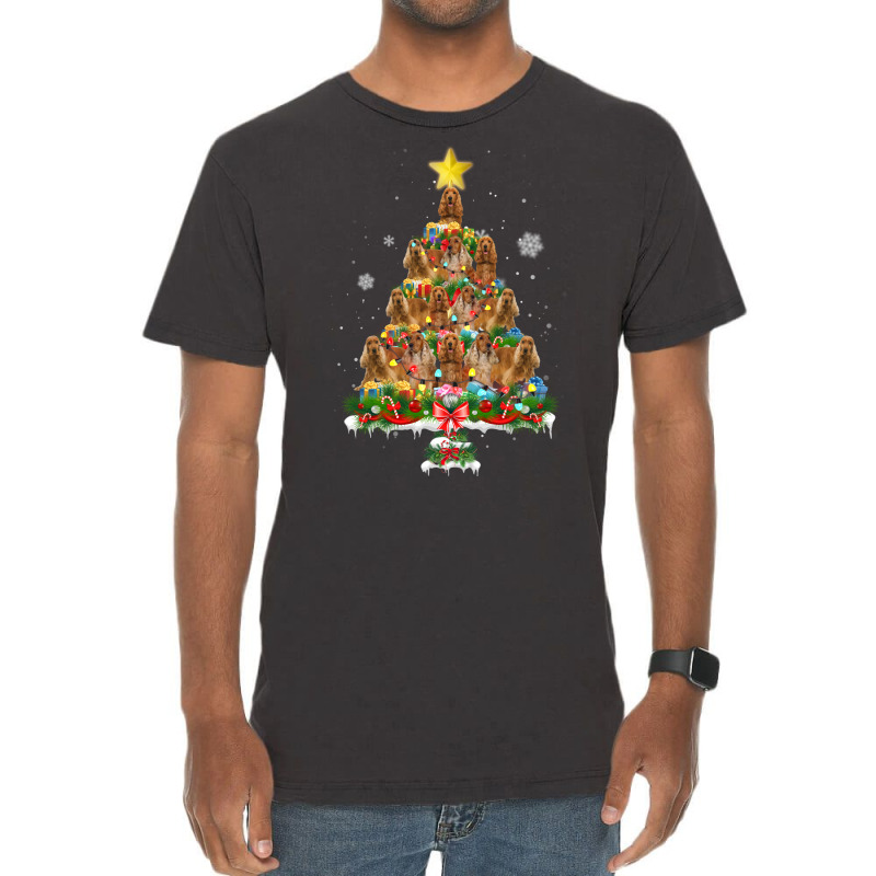 Cute English Cocker Spaniel Christmas Tree Dog Lov Vintage T-shirt | Artistshot