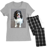 English Springer Spaniel Black White Tan Sitting H Women's Pajamas Set | Artistshot