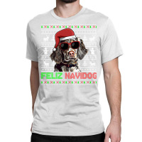 English Setter Dog Feliz Navidog Funny Christmas Q Classic T-shirt | Artistshot