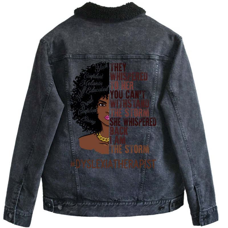 I Am The Storm Dyslexia Therapist African American Unisex Sherpa-lined Denim Jacket | Artistshot