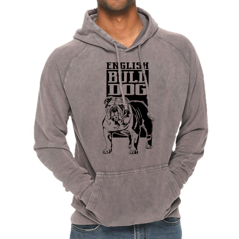 Funny Proud English Bulldog Dog Portrait Gift Vint Vintage Hoodie | Artistshot