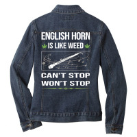 Funny Cant Stop English Horn Cor Anglais Summer Ladies Denim Jacket | Artistshot