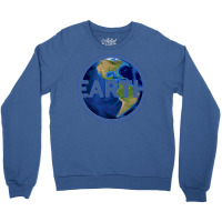 Planet Earth With America Gift Space Idea Aestheti Crewneck Sweatshirt | Artistshot