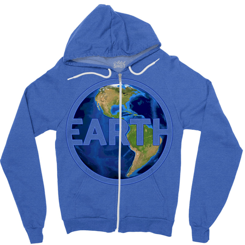 Planet Earth With America Gift Space Idea Aestheti Zipper Hoodie | Artistshot