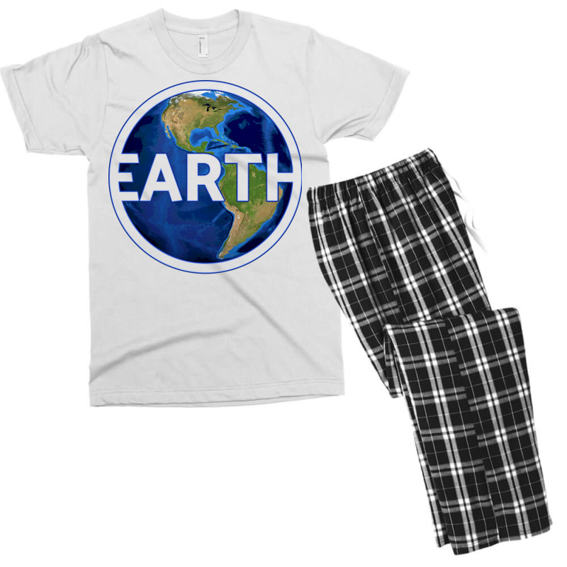 Planet Earth With America Gift Space Idea Aestheti Men's T-shirt Pajama Set | Artistshot