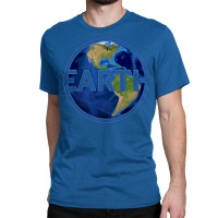 Planet Earth With America Gift Space Idea Aestheti Classic T-shirt | Artistshot