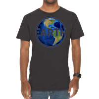 Planet Earth With America Gift Space Idea Aestheti Vintage T-shirt | Artistshot