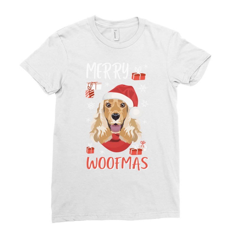 English Cocker Spaniel Christmas Retro Ladies Fitted T-Shirt by jengizsiketes | Artistshot