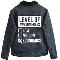 Funny Level Of Awesomeness Low Medium Gift Economi Unisex Sherpa-lined Denim Jacket | Artistshot