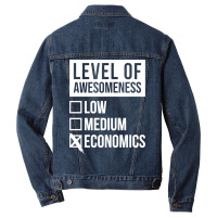 Funny Level Of Awesomeness Low Medium Gift Economi Men Denim Jacket | Artistshot