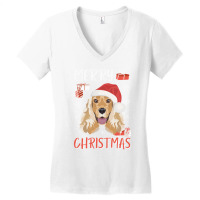 English Cocker Spaniel Christmas Red Women's V-neck T-shirt | Artistshot