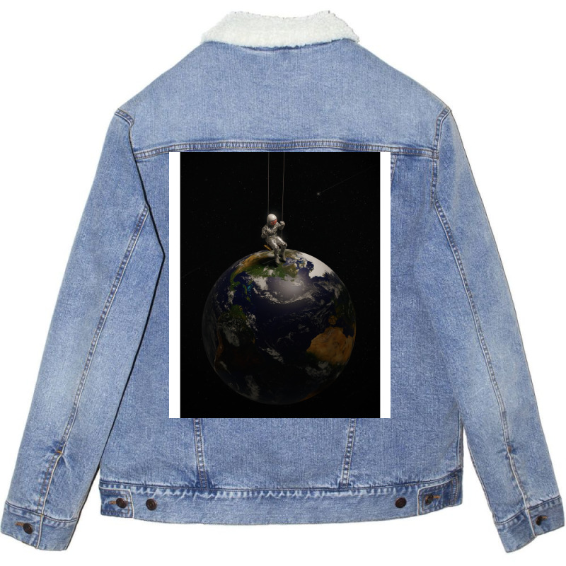 Earth Is My Playground Cute Unisex Sherpa-Lined Denim Jacket by kosicnarwarw | Artistshot