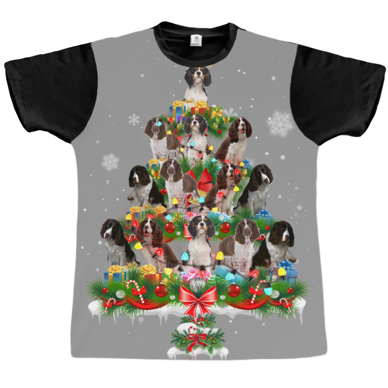 Funny English Springer Spaniel Christmas Tree Dog Graphic T-shirt | Artistshot