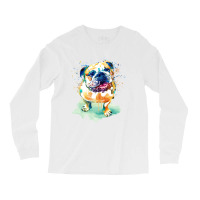 Watercolor Bulldog Nostalgia Long Sleeve Shirts | Artistshot