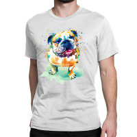 Watercolor Bulldog Nostalgia Classic T-shirt | Artistshot