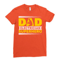 Dad Electrician Superhero Master Electrician Music Ladies Fitted T-shirt | Artistshot