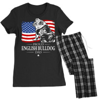 English Bulldog Dad American Flag Patriotic Dog Tu Women's Pajamas Set | Artistshot