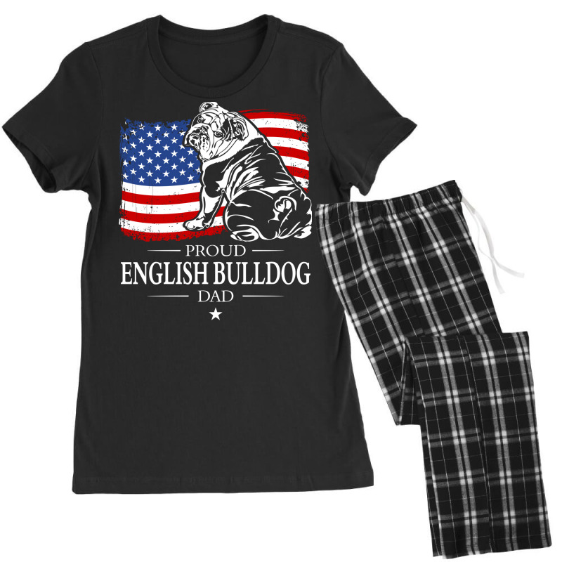 English Bulldog Dad American Flag Patriotic Dog Tu Women's Pajamas Set by mhirrystarao | Artistshot