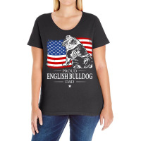 English Bulldog Dad American Flag Patriotic Dog Tu Ladies Curvy T-shirt | Artistshot