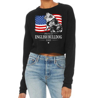 English Bulldog Dad American Flag Patriotic Dog Tu Cropped Sweater | Artistshot