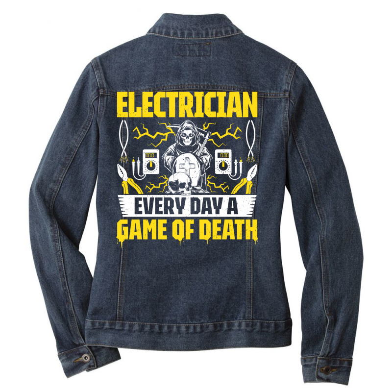 Electrician Lineman Wireman Electronics Technician Ladies Denim Jacket by roistefalis0 | Artistshot