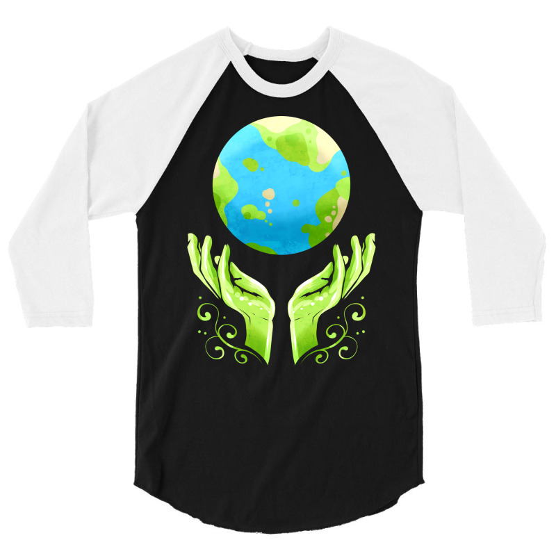 Two Hands Holding The Earth For Earth Day Travel 3/4 Sleeve Shirt by kosicnarwarw | Artistshot