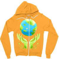 Two Hands Holding The Earth For Earth Day Travel Zipper Hoodie | Artistshot