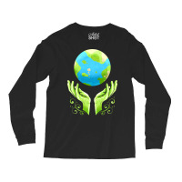 Two Hands Holding The Earth For Earth Day Travel Long Sleeve Shirts | Artistshot