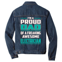 Proud Dad Electrician Gift Men Denim Jacket | Artistshot