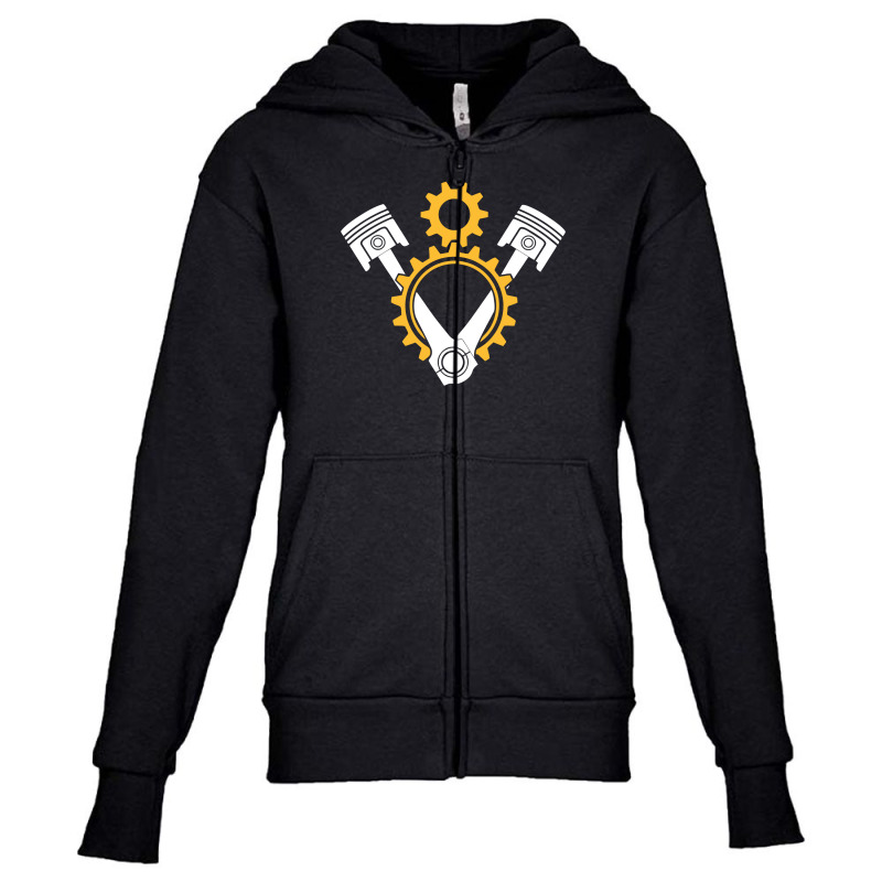 Engine Pistons And Gears Youth Zipper Hoodie by vanotees | Artistshot