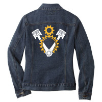 Engine Pistons And Gears Ladies Denim Jacket | Artistshot