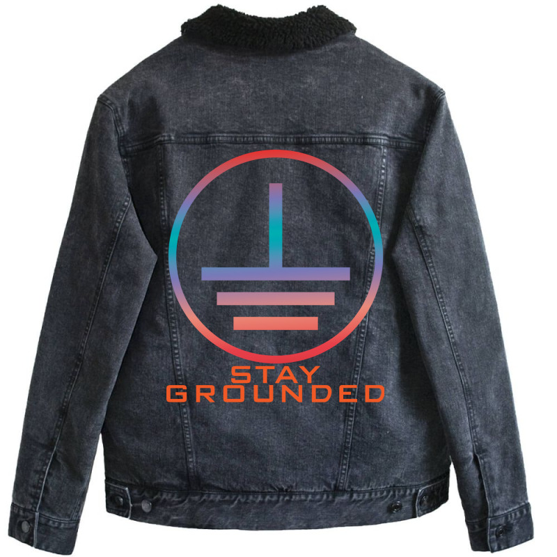 Stay Grounded I Electricity I Electrician Green Unisex Sherpa-lined Denim Jacket | Artistshot