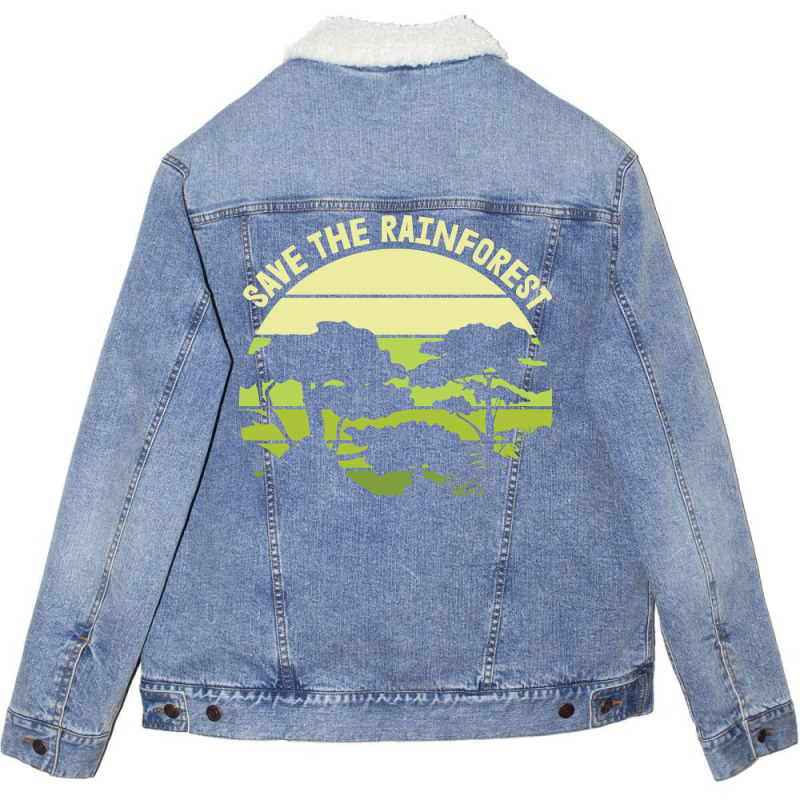 Save The Rainforest Green Unisex Sherpa-Lined Denim Jacket by suhaandelorsb | Artistshot