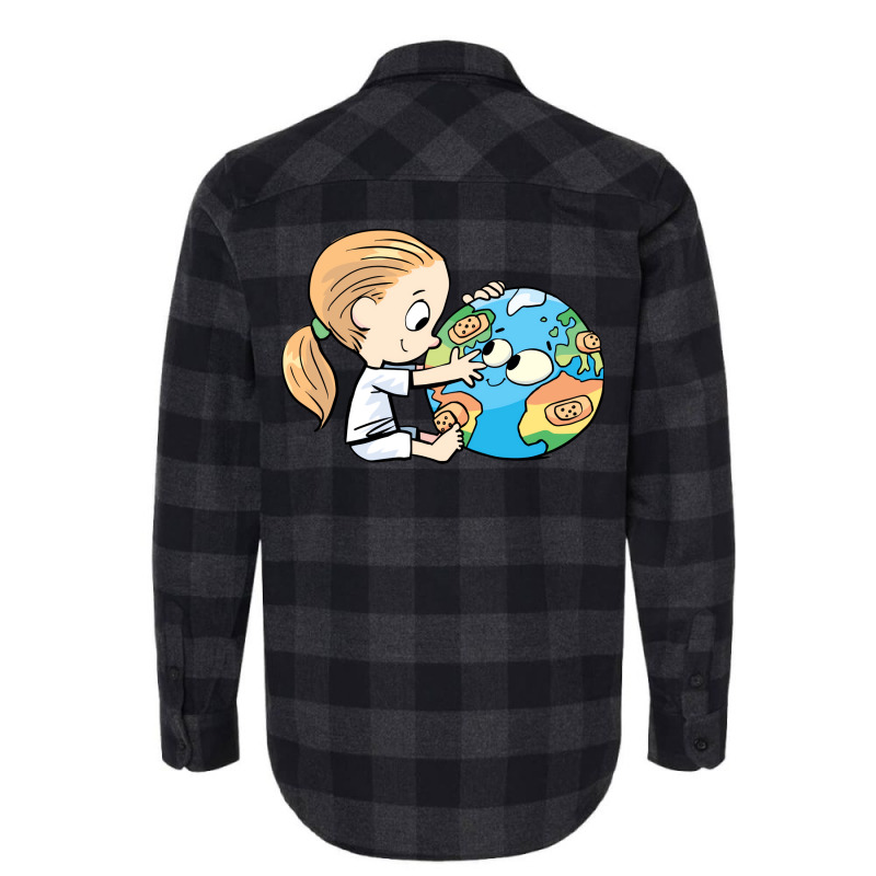 Little Girl Cares For The Injured Planet Earth Mus Flannel Shirt by pawnrakhlefb | Artistshot