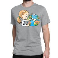 Little Girl Cares For The Injured Planet Earth Mus Classic T-shirt | Artistshot