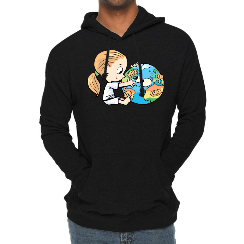 Little Girl Cares For The Injured Planet Earth Mus Lightweight Hoodie by pawnrakhlefb | Artistshot