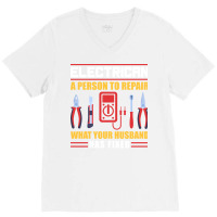 Electrician Red Humor V-neck Tee | Artistshot