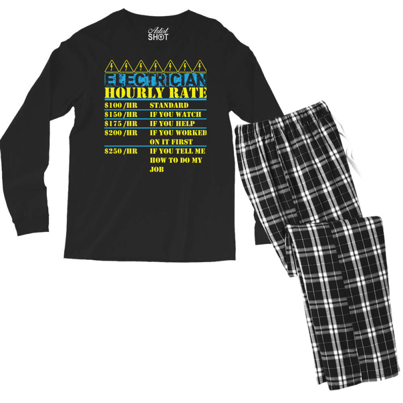 Electrician Hourly Rate I Electricity I Electricia Men's Long Sleeve Pajama Set | Artistshot