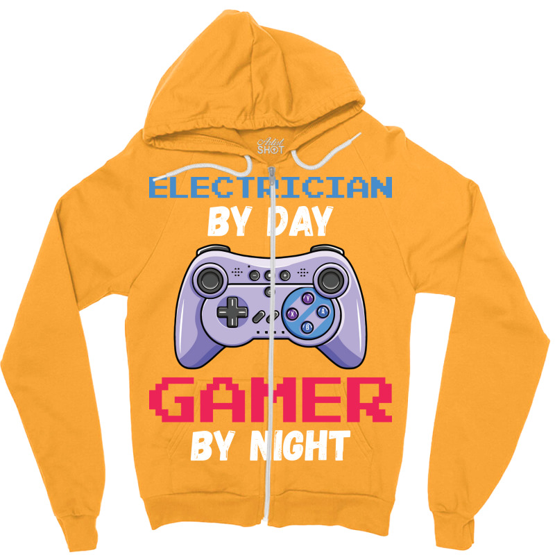 Electrician By Day Gamer By Night Hippie Zipper Hoodie | Artistshot