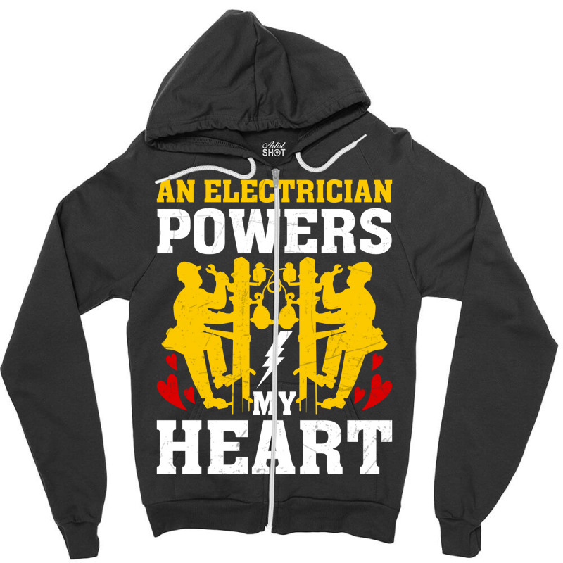 An Electrician Powers My Heart Stars Zipper Hoodie | Artistshot