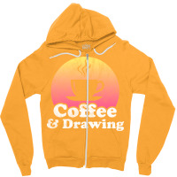 Coffee And Drawing Yellow Zipper Hoodie | Artistshot