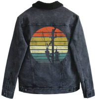 Lineman Vintage Retro Electric Cable Aesthetic Unisex Sherpa-lined Denim Jacket | Artistshot