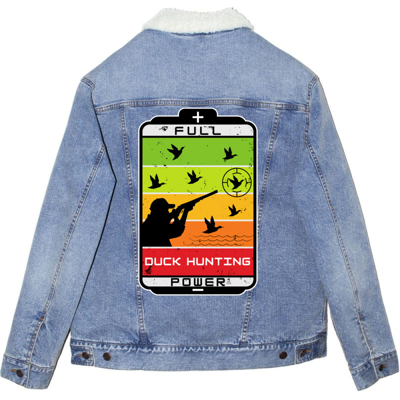 Duck Hunting Full Power Green Unisex Sherpa-Lined Denim Jacket by argirwpaenov9 | Artistshot