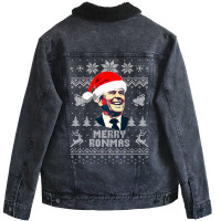 Ronald Reagan Merry Ronmas Unisex Sherpa-lined Denim Jacket | Artistshot