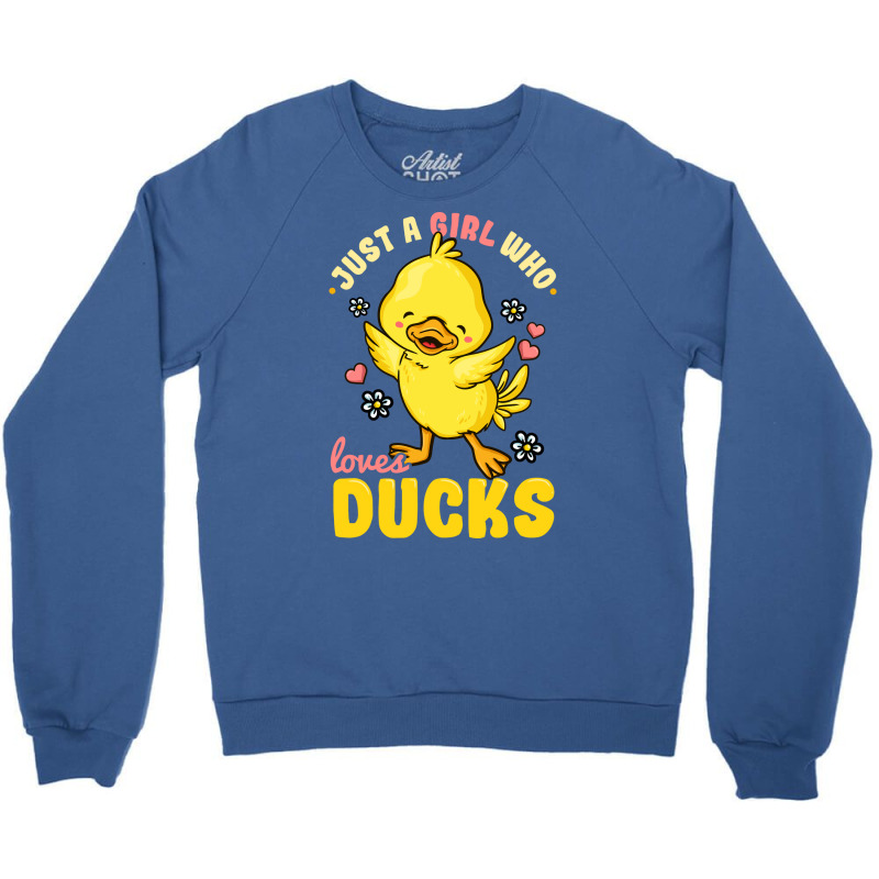 Just A Girl Who Loves Ducks Cute Duck Lover Yellow Crewneck Sweatshirt by argirwpaenov9 | Artistshot