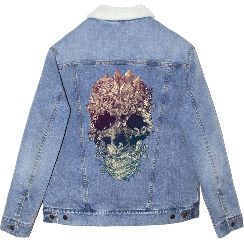 Skull Floral Unisex Sherpa-lined Denim Jacket | Artistshot